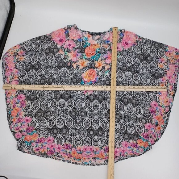 Tolani Collection Printed Woven Caftan Tunic Top Women's LP Floral Boho Hippie - Picture 10 of 10